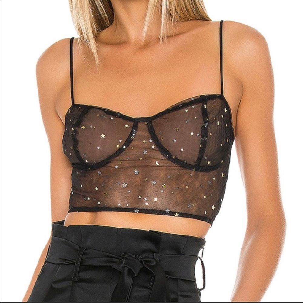 Superdown mesh star tank bralette